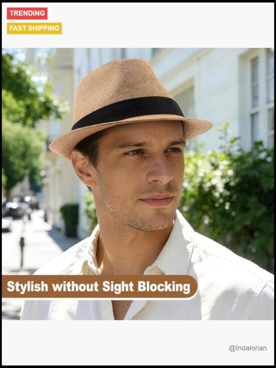 Straw Fedora Hat with UPF 50 Sun Protection, Adjustable, Lightweight main image 6